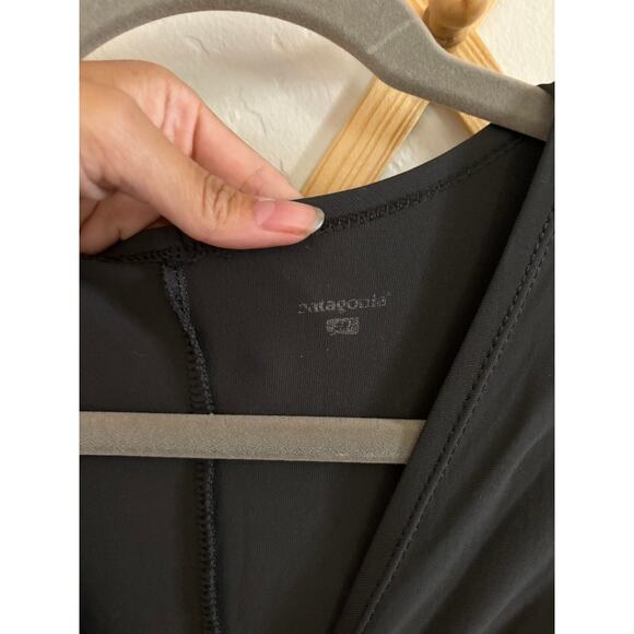 Patagonia Dress Women's Medium Bandha Midi Gray Stretchy V Neck Knot - Picture 4 of 8